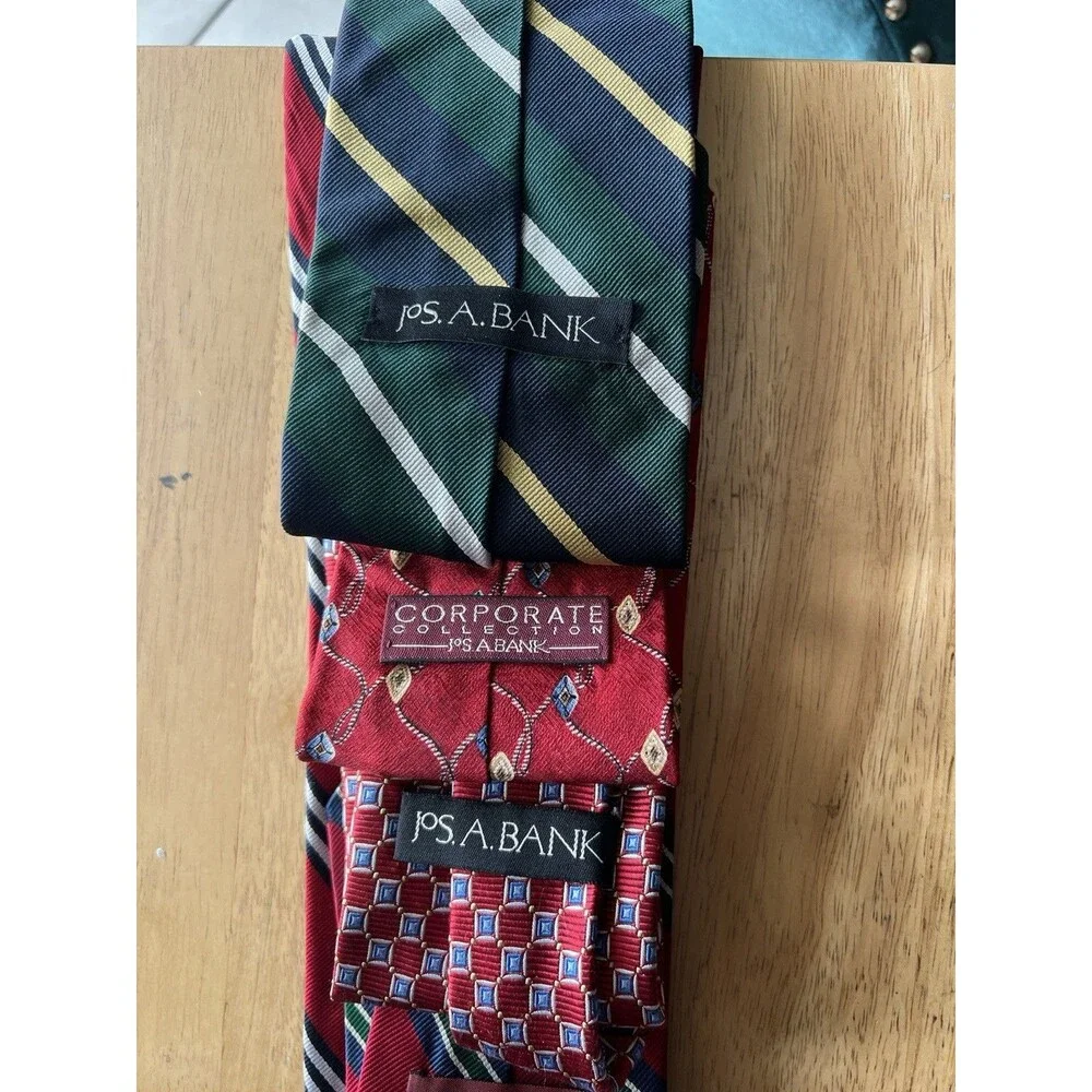y2k Jos. A. Bank Classic Vintage Silk Tie Lot 7pc Red Blue Green Striped Geo